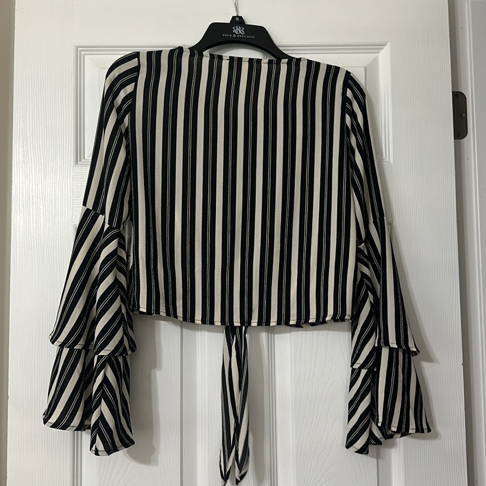 Altar’d State Tie Front Top | Size XS | Pinstripe Crop Blouse - Picture 6 of 6